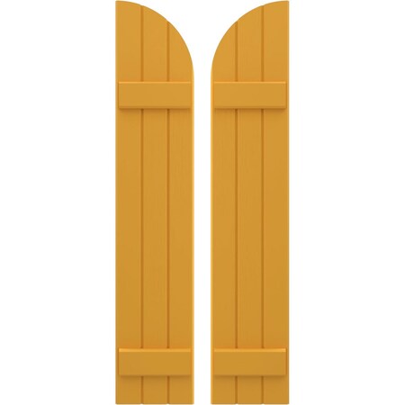 Americraft 3-Board (2 Batten) Wood Joined Board-n-Batten Shutters W/ Arch Top, ARW101BQ311X43TUH